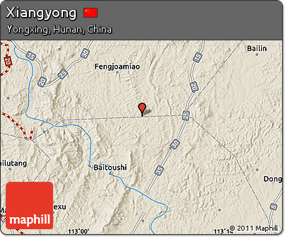 Shaded Relief Map of Xiangyong