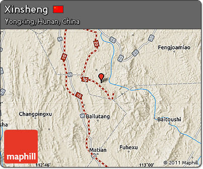 Shaded Relief Map of Xinsheng