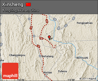 Shaded Relief Map of Xinsheng