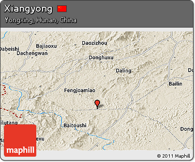 Shaded Relief Panoramic Map of Xiangyong