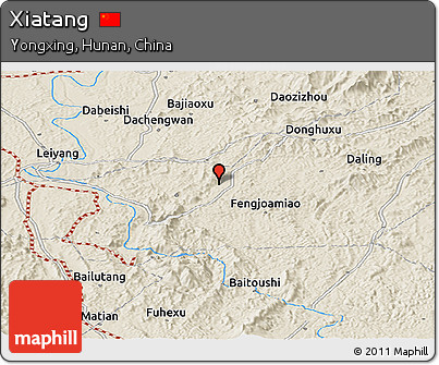 Shaded Relief Panoramic Map of Xiatang