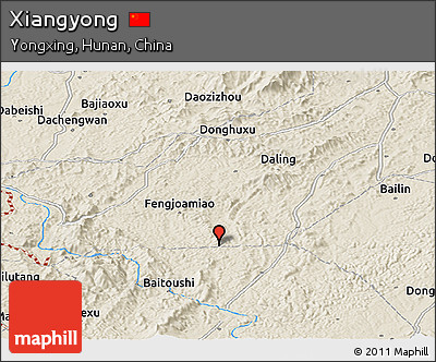 Shaded Relief Panoramic Map of Xiangyong