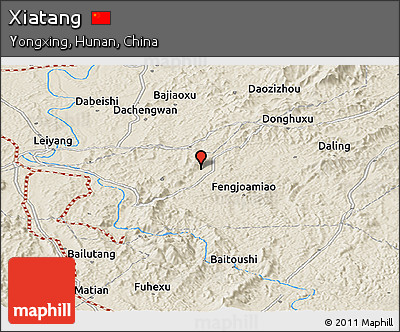 Shaded Relief Panoramic Map of Xiatang