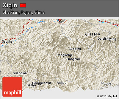 Shaded Relief Panoramic Map of Xiqin