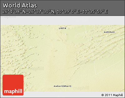 Physical 3D Map of the Area around 26° 21' 4" N, 11° 7' 30" E