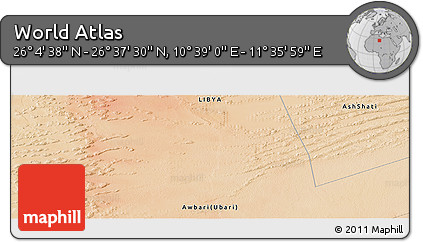 Satellite Panoramic Map of the Area around 26° 21' 4" N, 11° 7' 30" E