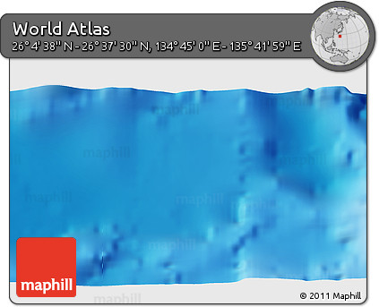 Physical 3D Map of the Area around 26° 21' 4" N, 135° 13' 29" E