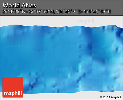 Physical 3D Map of the Area around 26° 21' 4" N, 135° 13' 29" E