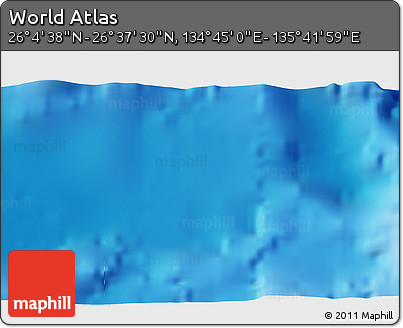 Physical 3D Map of the Area around 26° 21' 4" N, 135° 13' 29" E