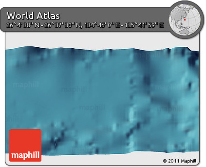 Satellite 3D Map of the Area around 26° 21' 4" N, 135° 13' 29" E