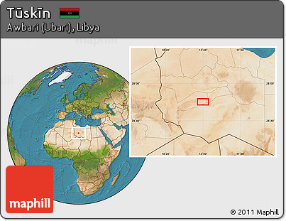 Satellite Location Map of Tūskīn