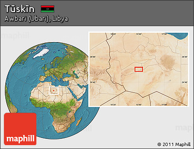 Satellite Location Map of Tūskīn