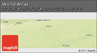 Physical Panoramic Map of the Area around 26° 21' 4" N, 13° 40' 30" E