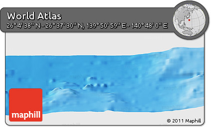 Physical Panoramic Map of the Area around 26° 21' 4" N, 140° 19' 29" E