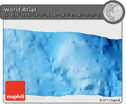 Physical 3D Map of the Area around 26° 21' 4" N, 142° 52' 30" E