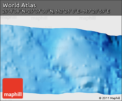 Physical 3D Map of the Area around 26° 21' 4" N, 142° 52' 30" E