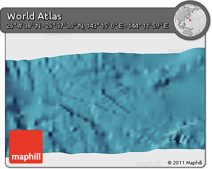 Satellite 3D Map of the Area around 26° 21' 4" N, 143° 43' 29" E