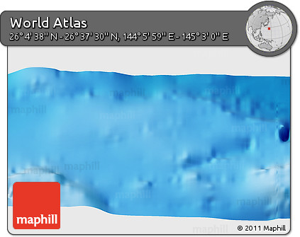 Physical 3D Map of the Area around 26° 21' 4" N, 144° 34' 29" E