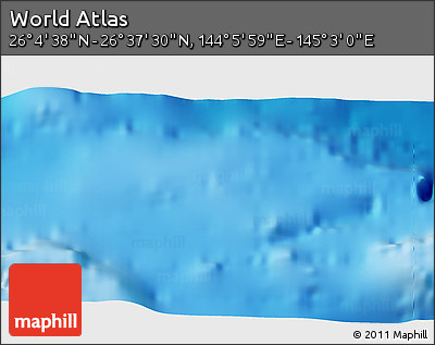 Physical 3D Map of the Area around 26° 21' 4" N, 144° 34' 29" E