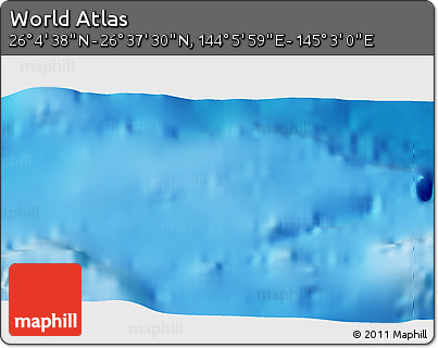 Physical 3D Map of the Area around 26° 21' 4" N, 144° 34' 29" E
