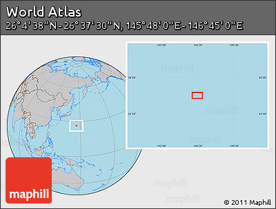 Gray Location Map of the Area around 26° 21' 4" N, 146° 16' 30" E