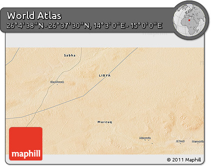 Satellite 3D Map of the Area around 26° 21' 4" N, 14° 31' 30" E