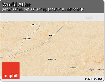 Satellite 3D Map of the Area around 26° 21' 4" N, 14° 31' 30" E