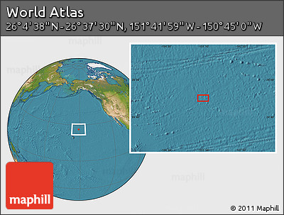 Satellite Location Map of the Area around 26° 21' 4" N, 151° 13' 29" W