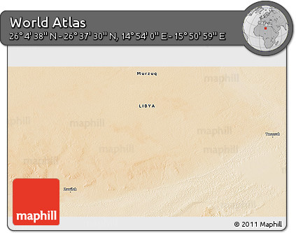 Satellite 3D Map of the Area around 26° 21' 4" N, 15° 22' 30" E