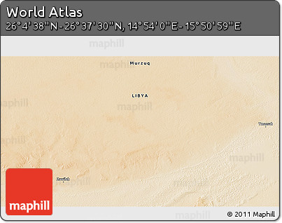 Satellite 3D Map of the Area around 26° 21' 4" N, 15° 22' 30" E