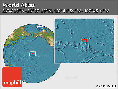 Satellite Location Map of the Area around 26° 21' 4" N, 168° 13' 29" W