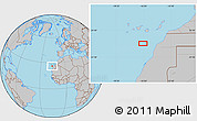 Gray Location Map of the area around 26° 21' 4" N, 16° 4' 29" W