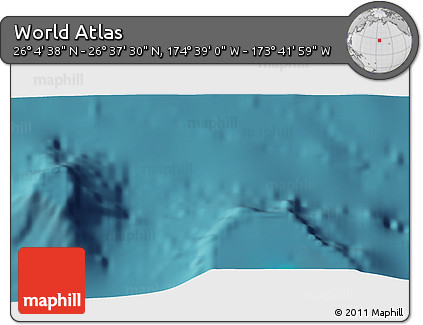 Satellite 3D Map of the Area around 26° 21' 4" N, 174° 10' 30" W