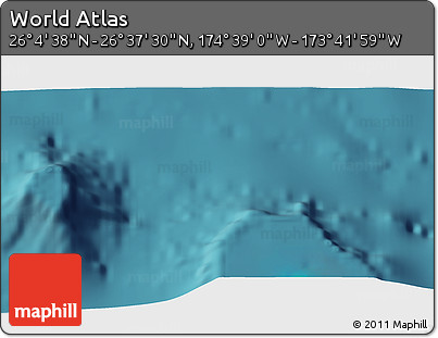Satellite 3D Map of the Area around 26° 21' 4" N, 174° 10' 30" W