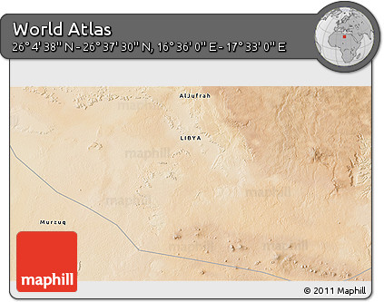 Satellite 3D Map of the Area around 26° 21' 4" N, 17° 4' 30" E