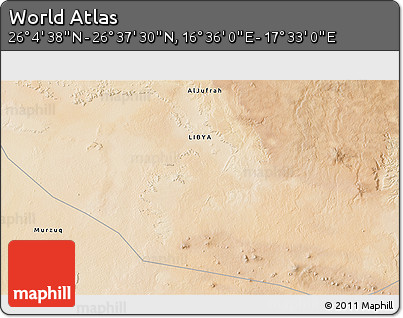Satellite 3D Map of the Area around 26° 21' 4" N, 17° 4' 30" E