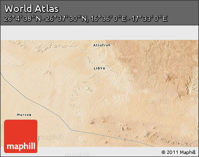 Satellite 3D Map of the Area around 26° 21' 4" N, 17° 4' 30" E