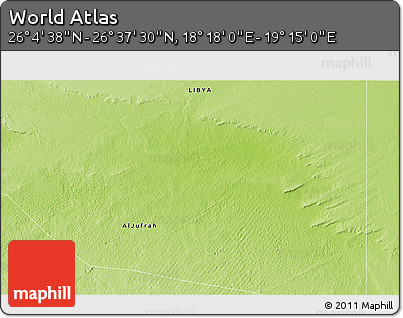 Physical 3D Map of the Area around 26° 21' 4" N, 18° 46' 29" E