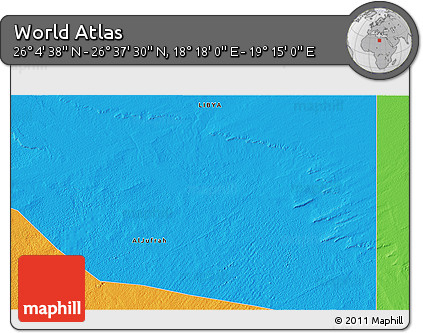 Political 3D Map of the Area around 26° 21' 4" N, 18° 46' 29" E
