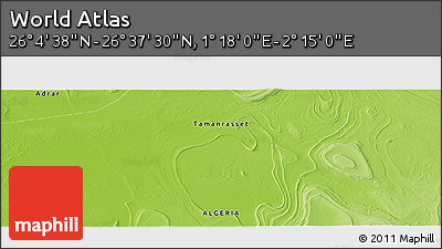 Physical Panoramic Map of the Area around 26° 21' 4" N, 1° 46' 29" E