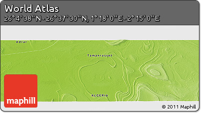 Physical Panoramic Map of the Area around 26° 21' 4" N, 1° 46' 29" E