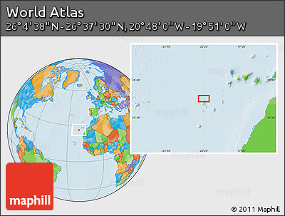 Political Location Map of the Area around 26° 21' 4" N, 20° 19' 30" W