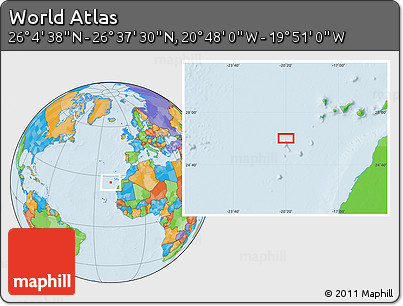 Political Location Map of the Area around 26° 21' 4" N, 20° 19' 30" W