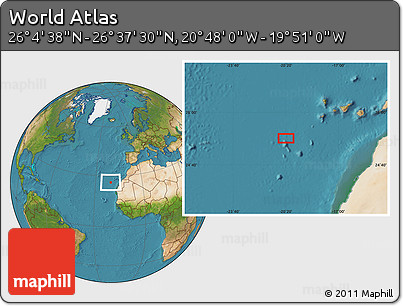 Satellite Location Map of the Area around 26° 21' 4" N, 20° 19' 30" W
