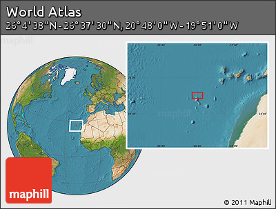 Satellite Location Map of the Area around 26° 21' 4" N, 20° 19' 30" W