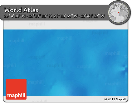 Shaded Relief 3D Map of the Area around 26° 21' 4" N, 21° 10' 29" W