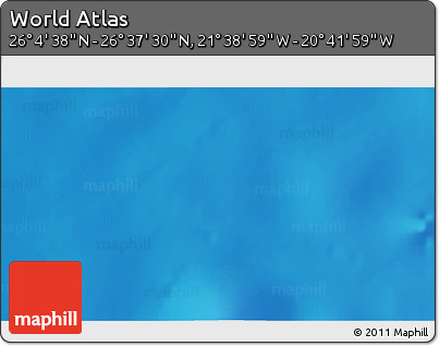 Shaded Relief 3D Map of the Area around 26° 21' 4" N, 21° 10' 29" W