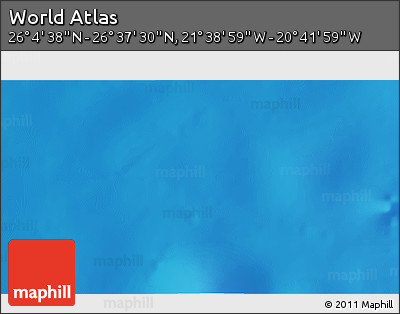 Shaded Relief 3D Map of the Area around 26° 21' 4" N, 21° 10' 29" W