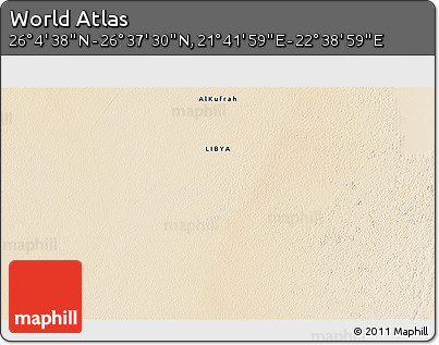 Satellite 3D Map of the Area around 26° 21' 4" N, 22° 10' 29" E