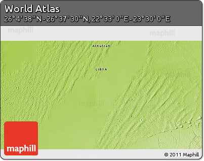 Physical 3D Map of the Area around 26° 21' 4" N, 23° 1' 29" E
